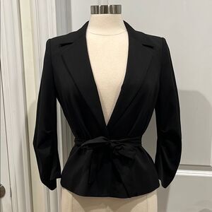 New! WHBM Elegant All Season Tie Jacket Blazer Size 2 Black $150